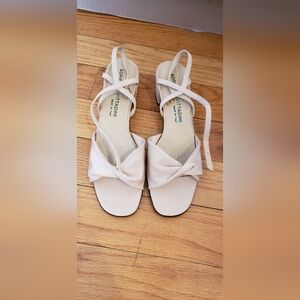 Adrienne Vittadini Pale Pink Knot Front Ankle Wrap Sandals